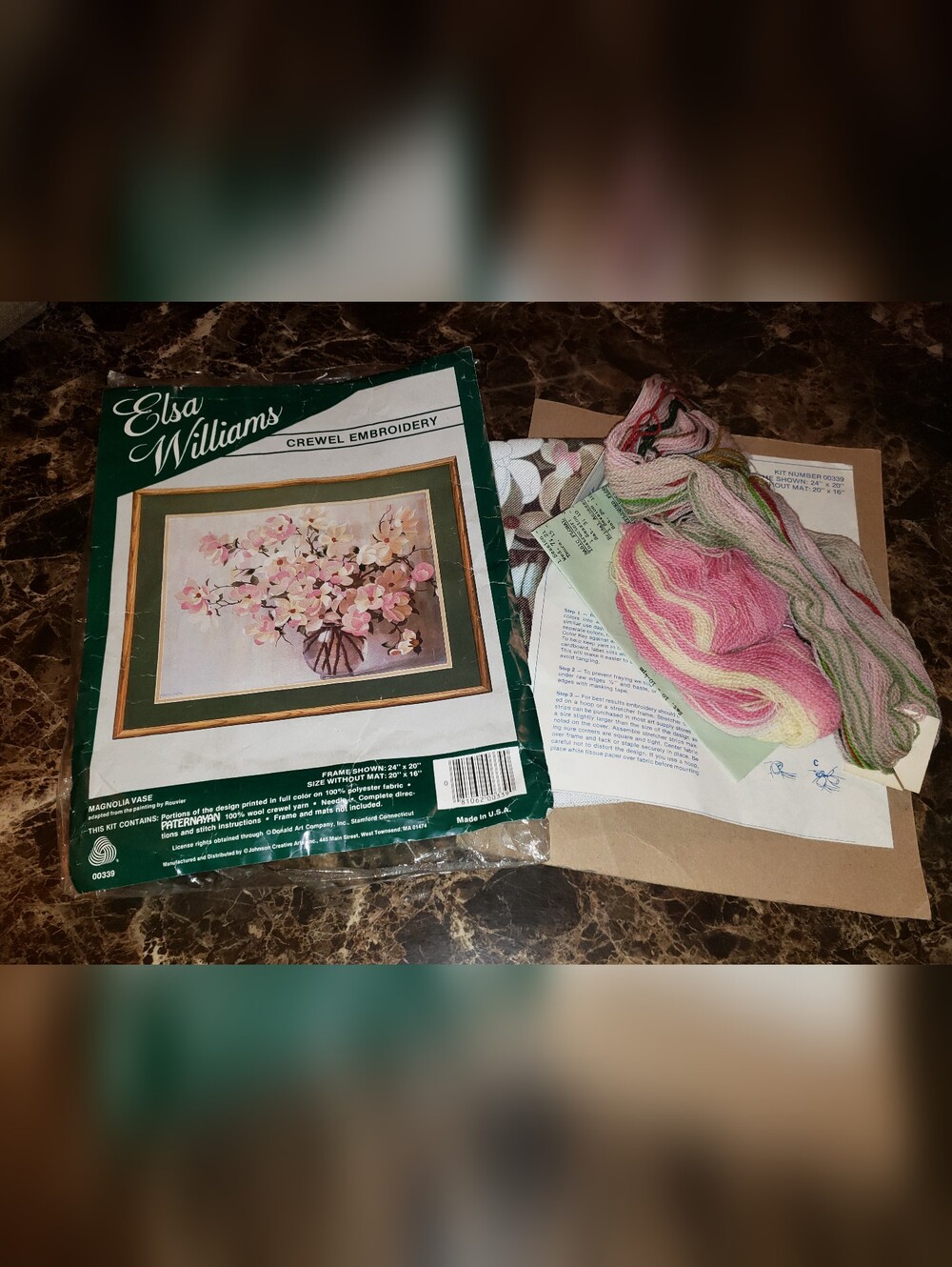 Vintage Elsa Williams Crewel Embroidery Kit "Magnolia Vase" - Picture 3 of 11
